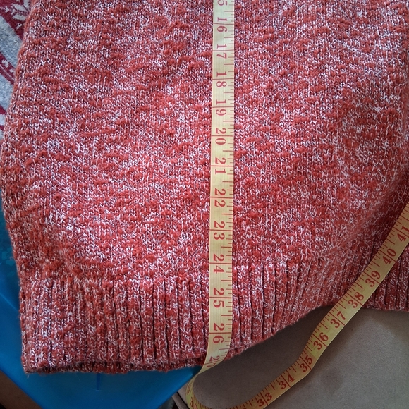 L.L. Bean Womens Coral/White Cotton Ragg Funnelneck Pullover Space Dye Sweater - Picture 13 of 16